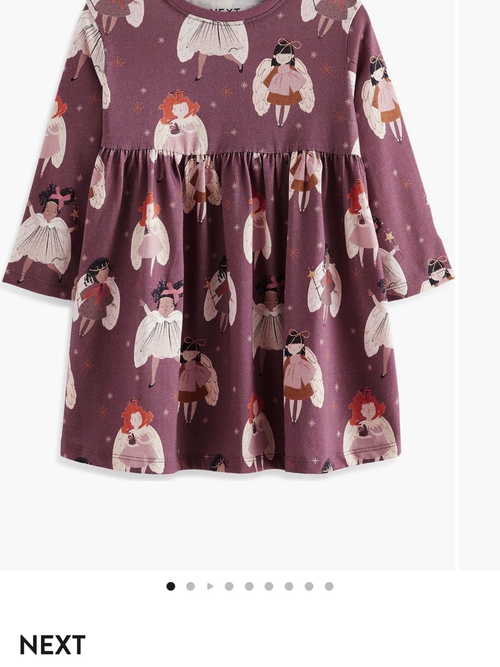 NEXT Plum Fairy Print Long Sleeve Dress in Mauve (sold out) size 6-7Y